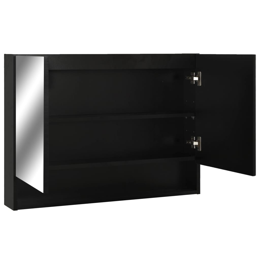 LED-Spiegelschrank fürs Bad Schwarz 80x15x60 cm MDF