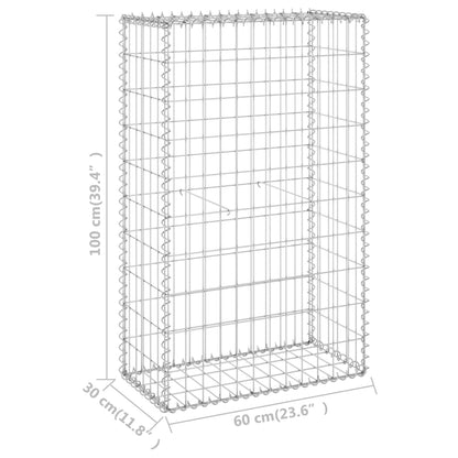 Gabionenwand mit Abdeckung Verzinkter Stahl 60x30x100 cm