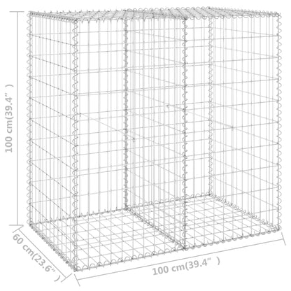 Gabionenwand mit Abdeckung Verzinkter Stahl 100x60x100 cm