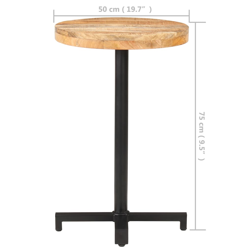 Bistrotisch Rund Ø50x75 cm Raues Mangoholz