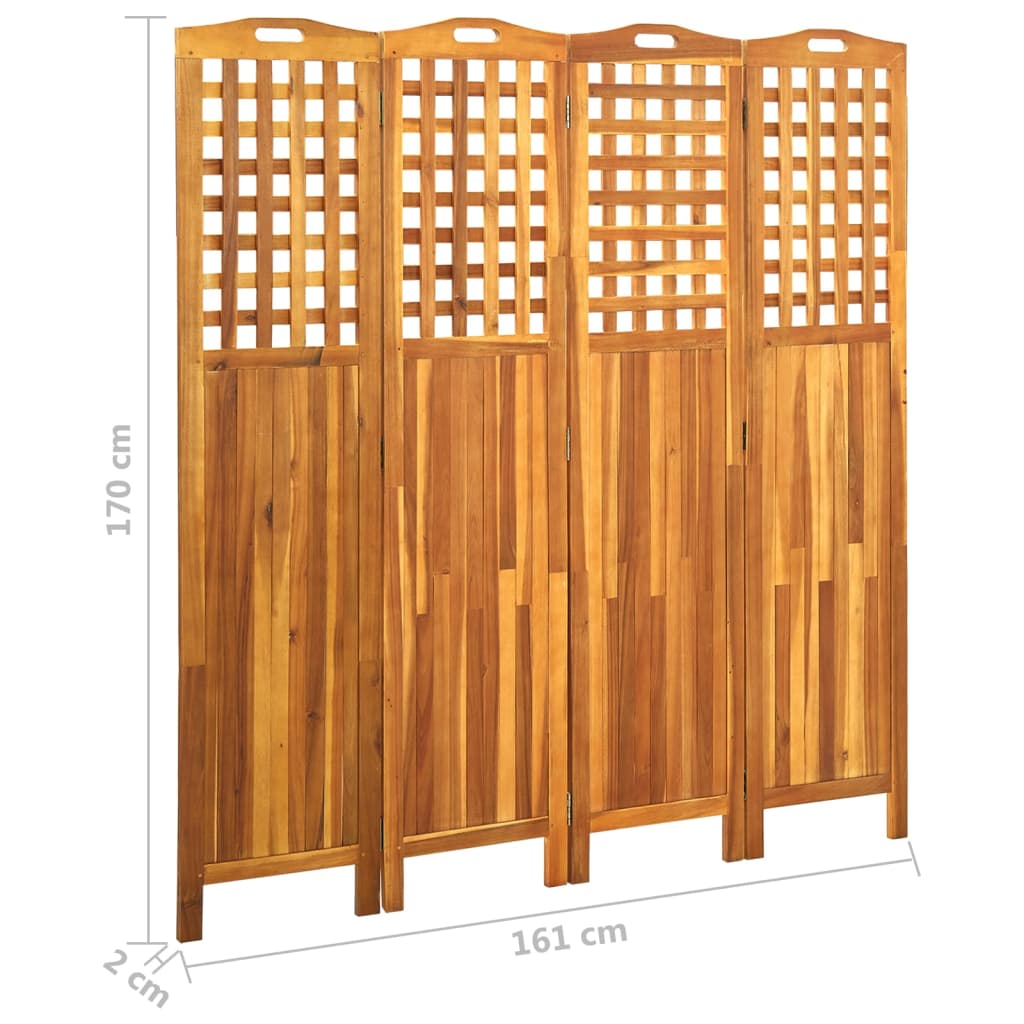 4-teiliger Raumteiler 161x2x170 cm Akazie Massivholz