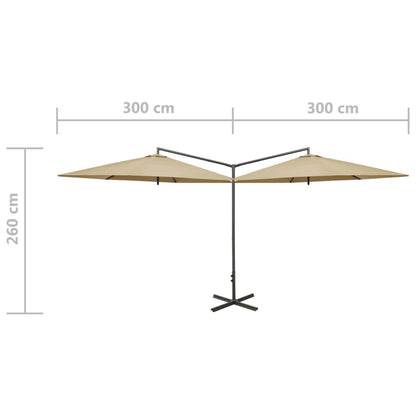 Doppel-Sonnenschirm mit Stahlmast Taupe 600 cm