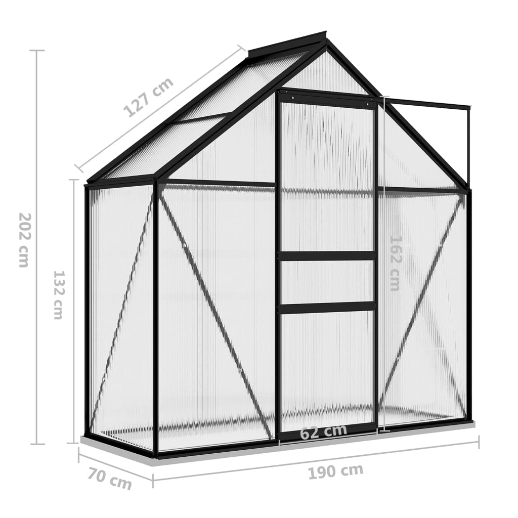 Anlehngewächshaus Anthrazit Aluminium 1,33 m²