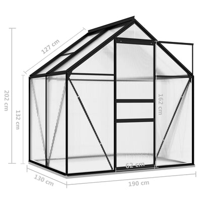 Anlehngewächshaus Anthrazit Aluminium 2,47 m²