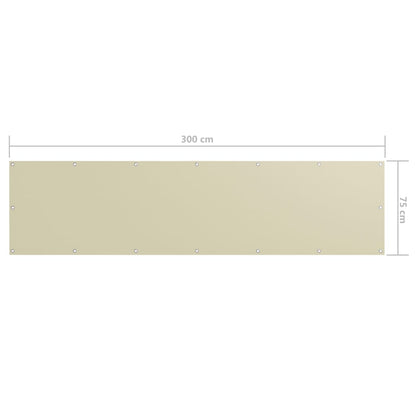 Balkon-Sichtschutz Creme 75x300 cm Oxford-Gewebe