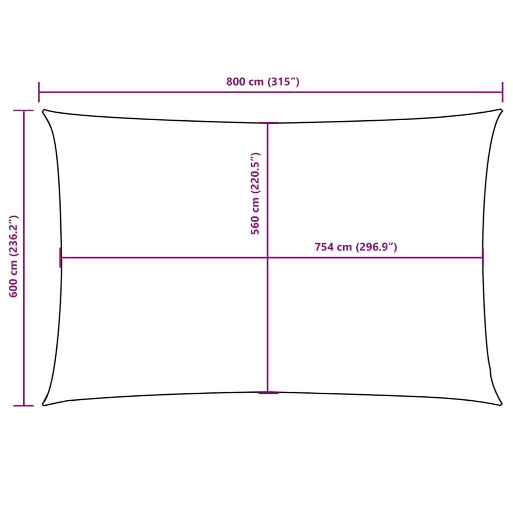 Sonnensegel Oxford-Gewebe Rechteckig 6x8 m Braun