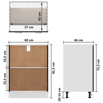 Unterschrank Schwarz 60x46x81,5 cm Holzwerkstoff