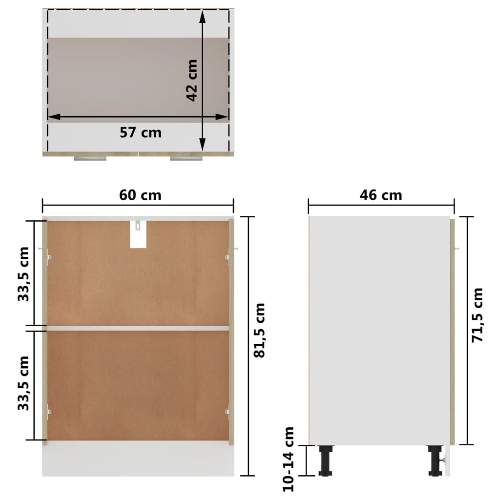 Unterschrank Sonoma-Eiche 60x46x81,5 cm Holzwerkstoff