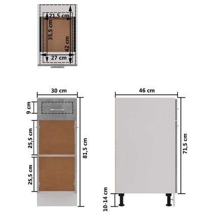 Schubunterschrank Betongrau 30x46x81,5 cm Holzwerkstoff