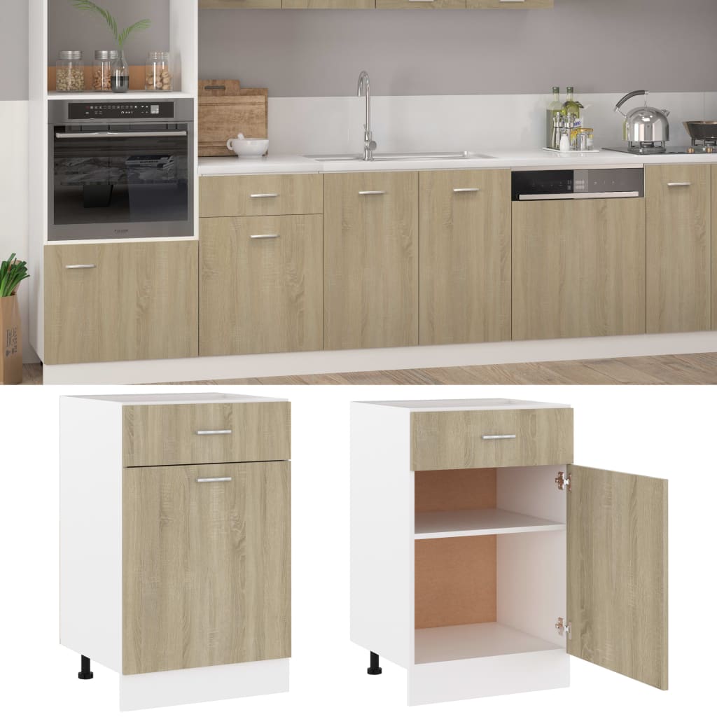 Schubunterschrank Sonoma-Eiche 50x46x81,5 cm Holzwerkstoff