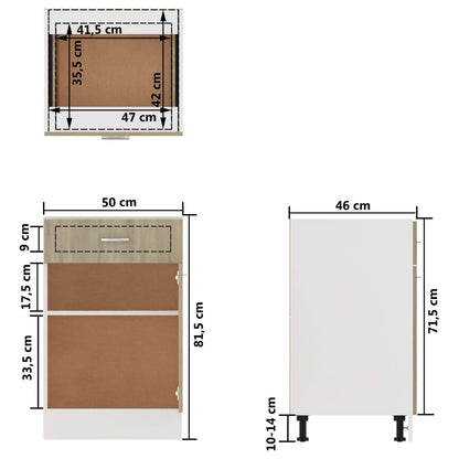 Schubunterschrank Sonoma-Eiche 50x46x81,5 cm Holzwerkstoff