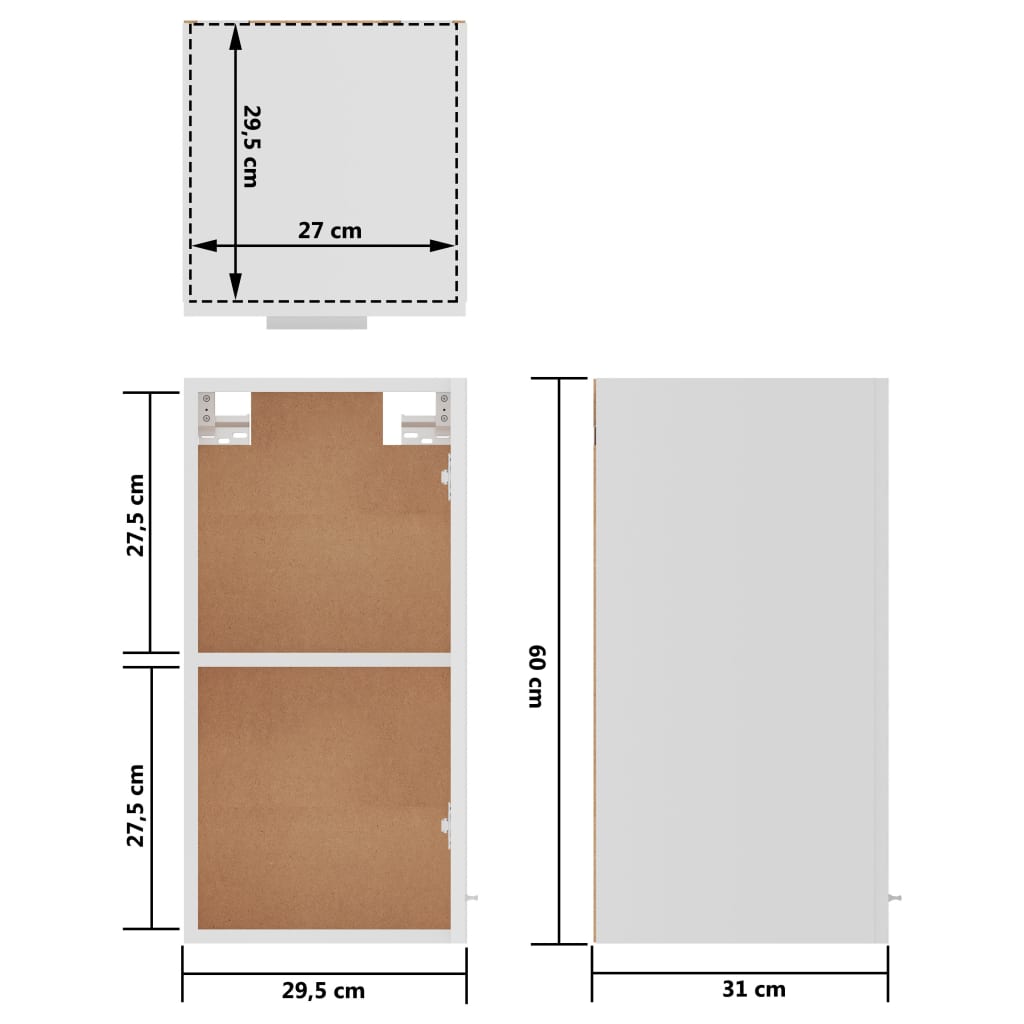 Hängeschrank Weiß 29,5x31x60 cm Holzwerkstoff