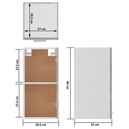 Hängeschrank Betongrau 29,5x31x60 cm Holzwerkstoff