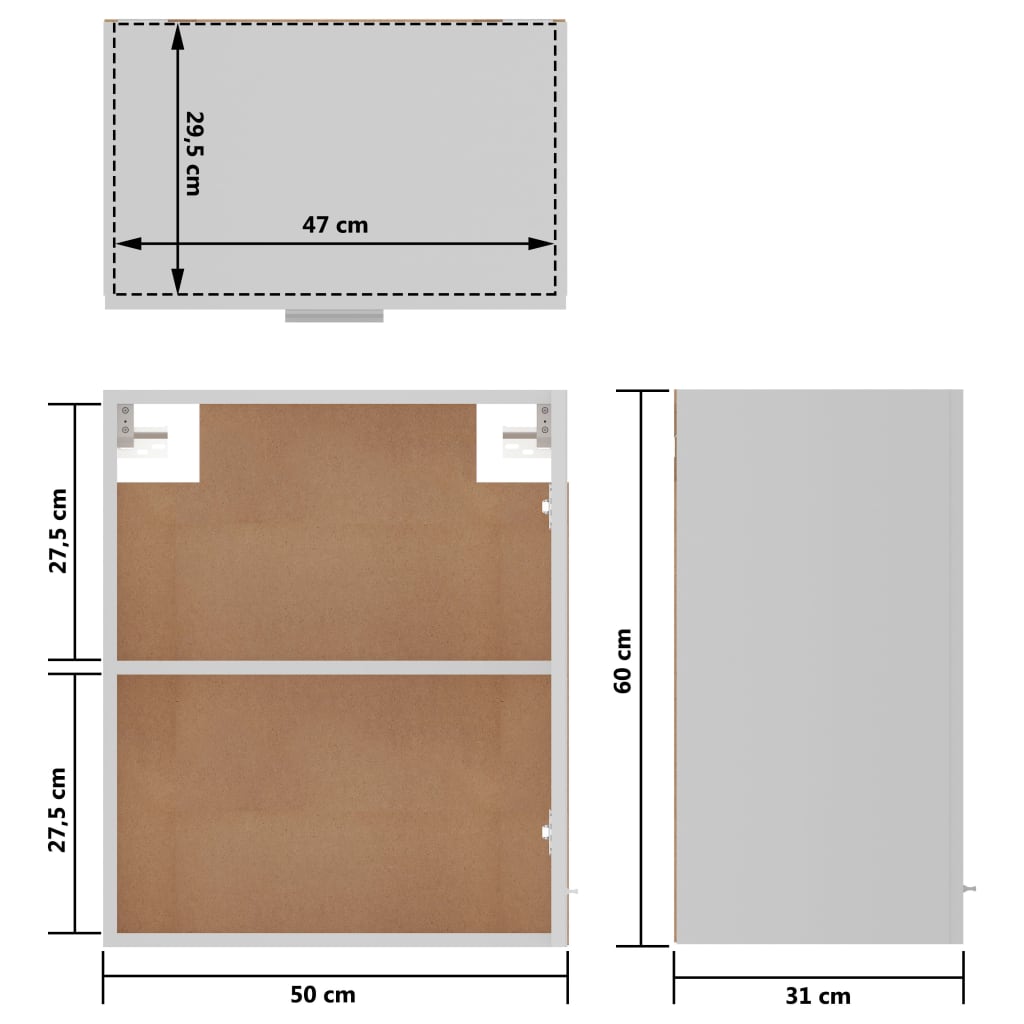 Hängeschrank Weiß 50x31x60 cm Holzwerkstoff