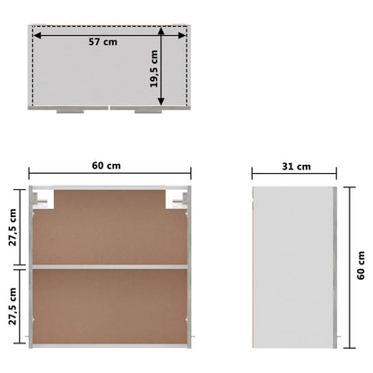 Hängeschrank Betongrau 60x31x60 cm Holzwerkstoff