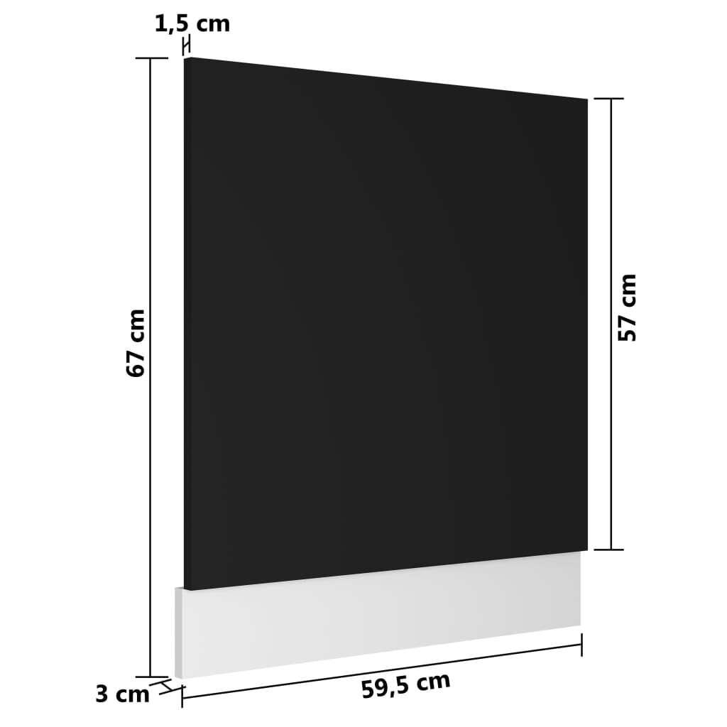 Geschirrspülerblende Schwarz 59,5x3x67 cm Holzwerkstoff