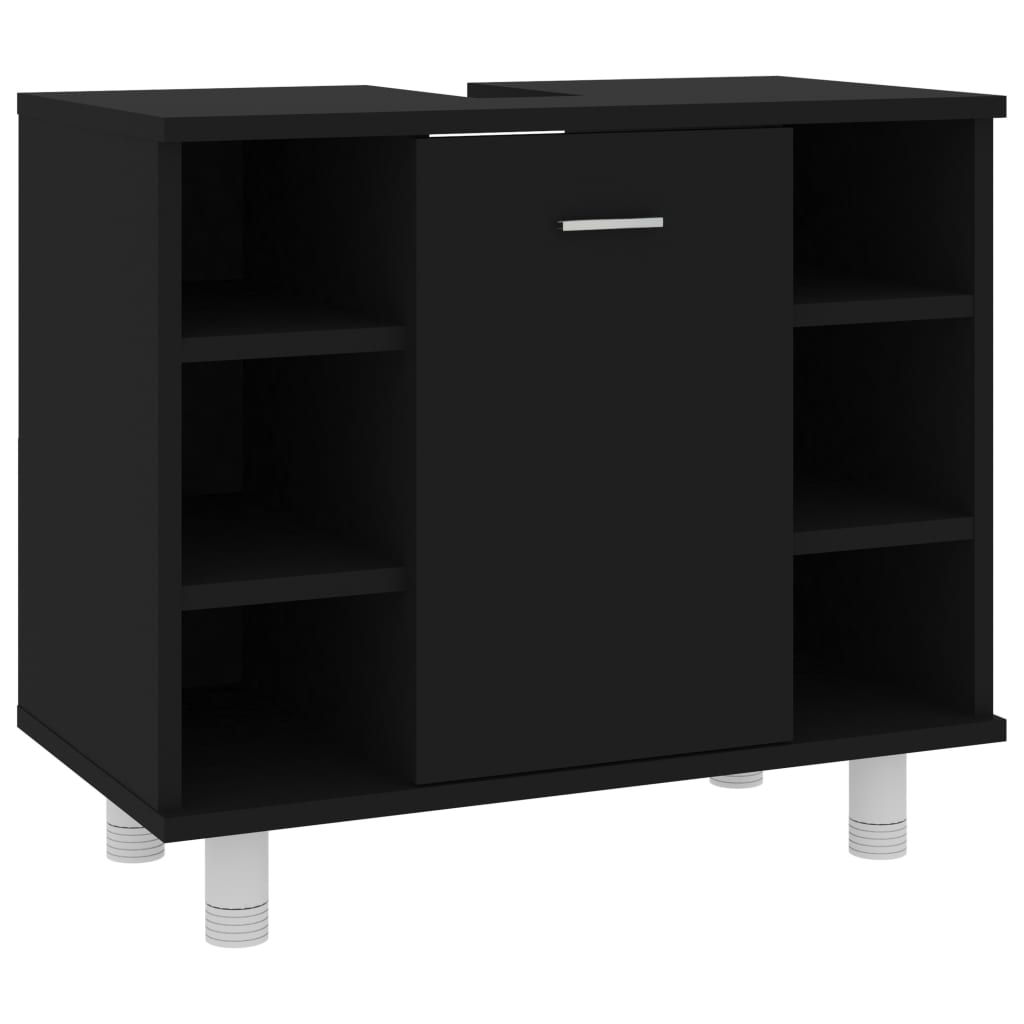 Badezimmerschrank Schwarz 60x32x53,5 cm Holzwerkstoff