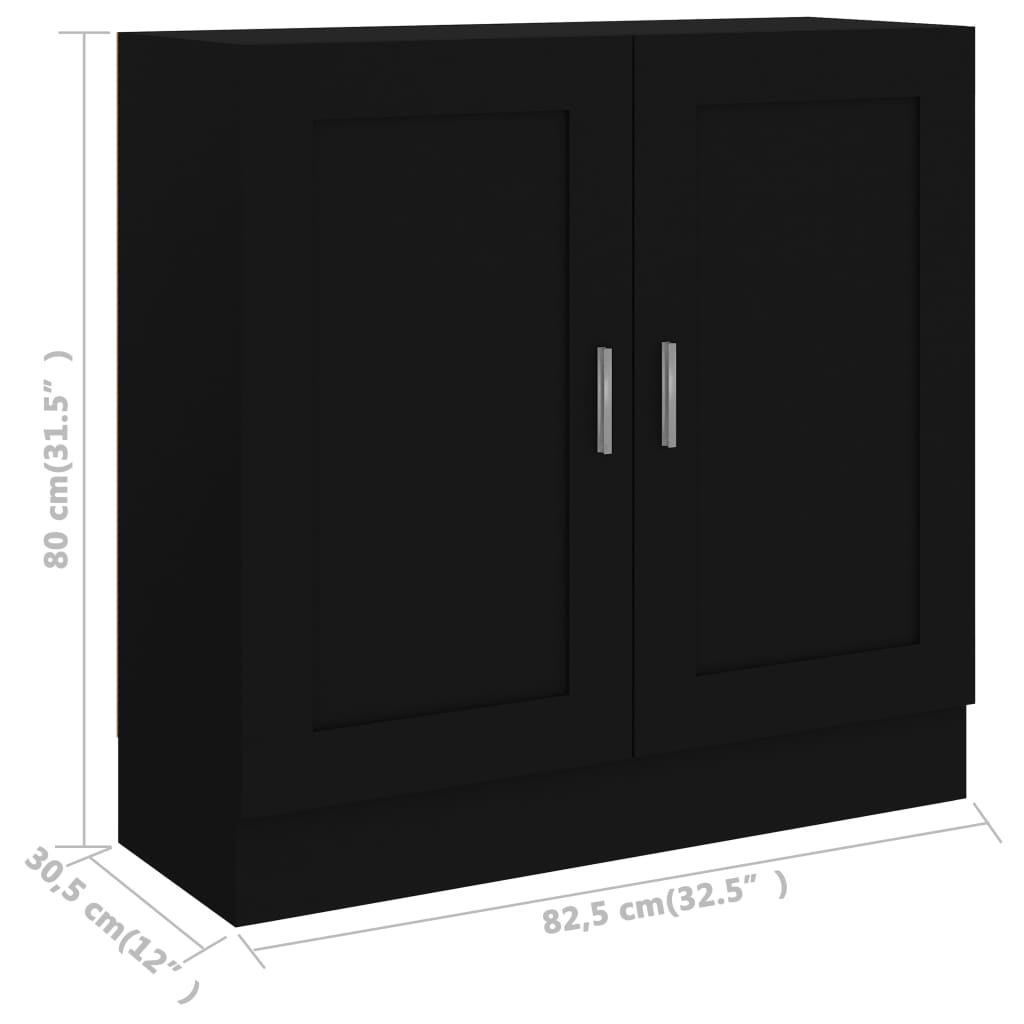 Bücherschrank Schwarz 82,5x30,5x80 cm Holzwerkstoff