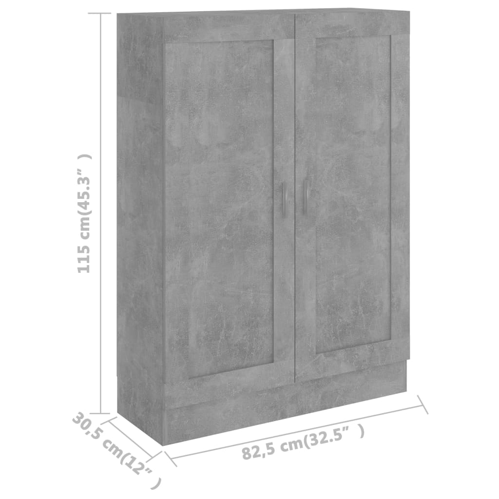 Bücherschrank Betongrau 82,5x30,5x115 cm Holzwerkstoff