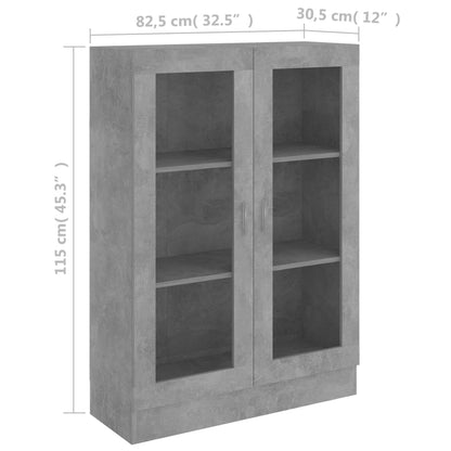 Vitrinenschrank Betongrau 82,5x30,5x115 cm Holzwerkstoff