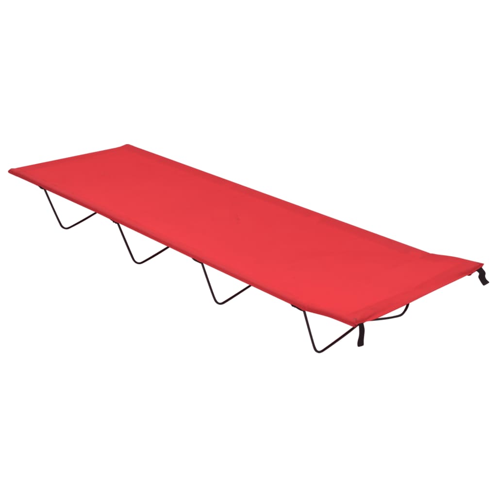 Lettino da campeggio 180x60x19 cm tessuto Oxford e acciaio Rosso