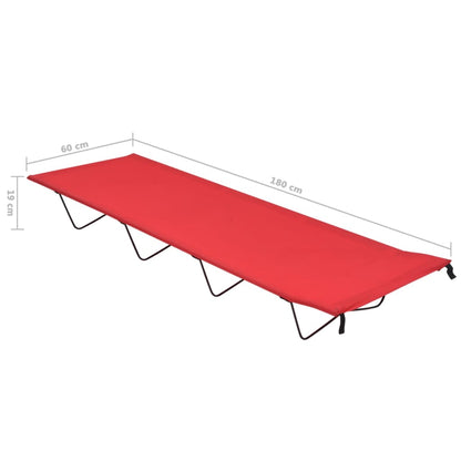 Lettino da campeggio 180x60x19 cm tessuto Oxford e acciaio Rosso