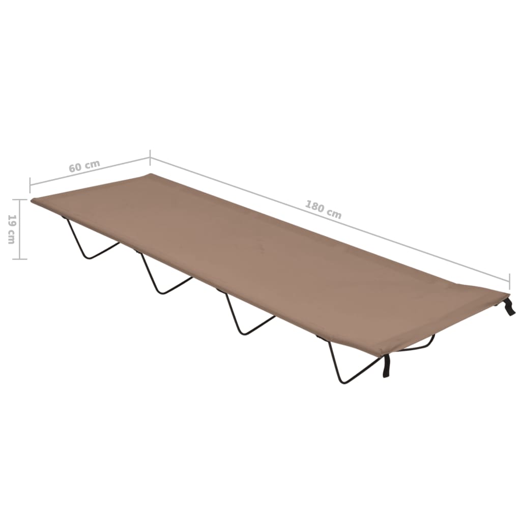 Letti da campeggio, 2 pezzi, 180x60x19 cm, tessuto Oxford e acciaio, tortora