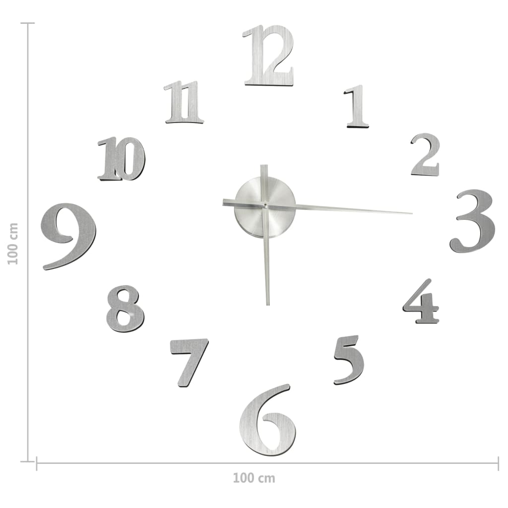 3D-Wanduhr Modernes Design Silbern 100 cm XXL