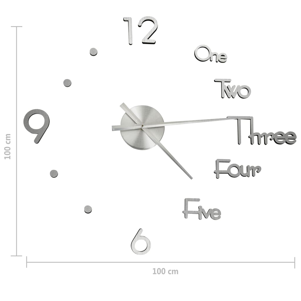 3D-Wanduhr Modernes Design Silbern 100 cm XXL