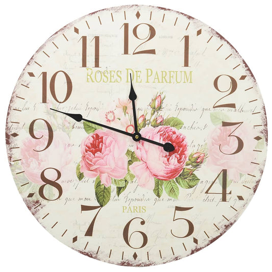 Orologio da parete vintage con fiori, 60 cm