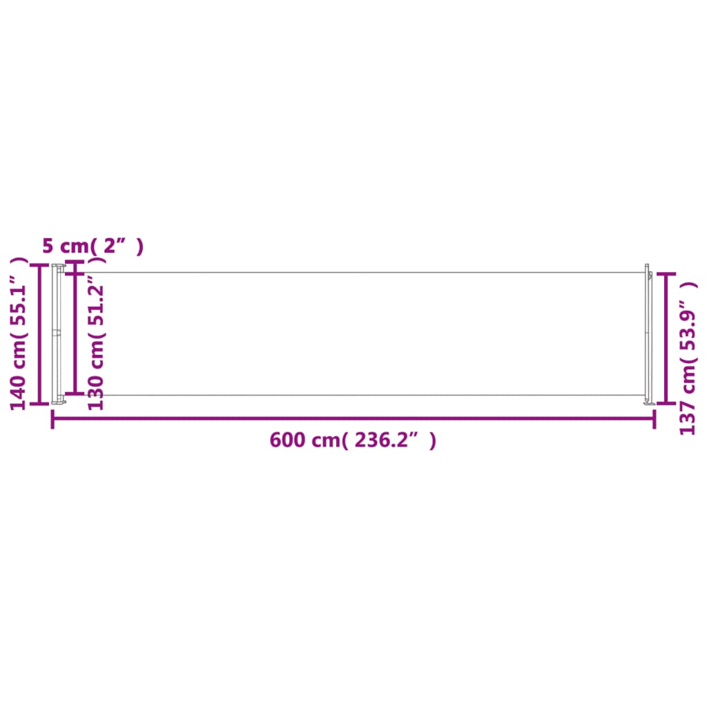 Seitenmarkise Ausziehbar 140x600 cm Rot