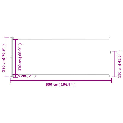 Seitenmarkise Ausziehbar 180x500 cm Schwarz