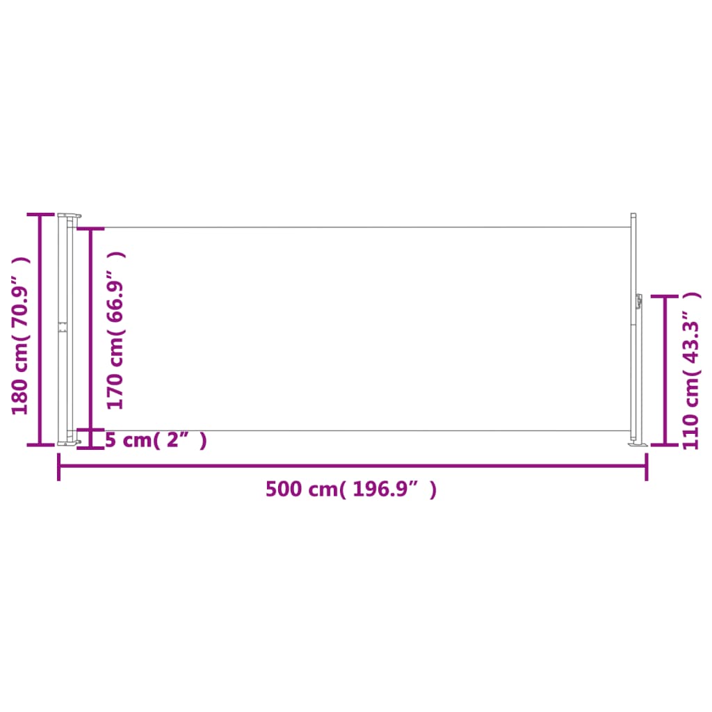 Seitenmarkise Ausziehbar 180x500 cm Creme