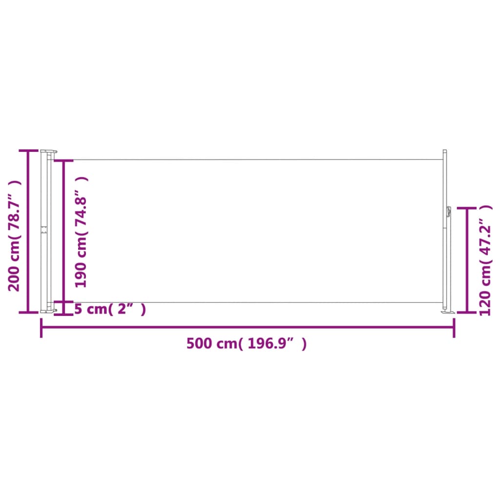 Seitenmarkise Ausziehbar 200x500 cm Grau