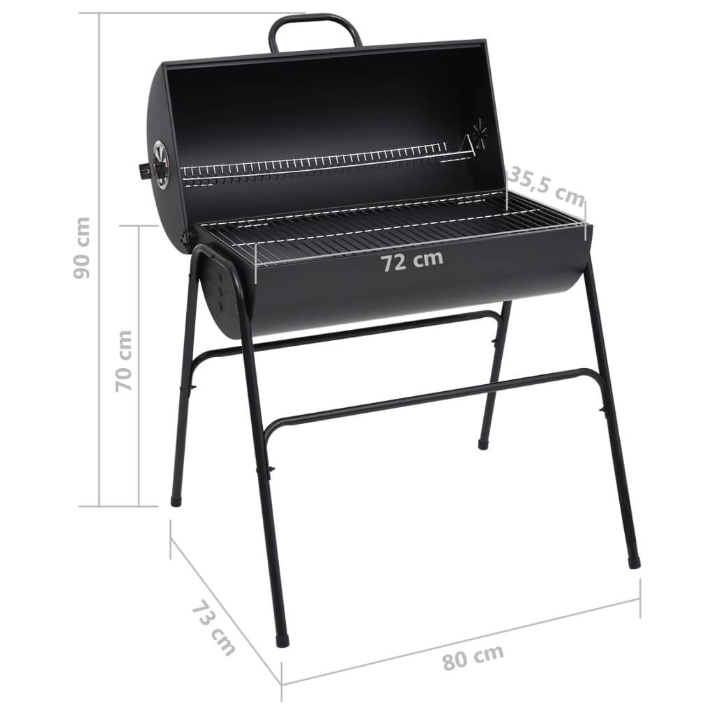 Grill mit 2 Grillrosten Schwarz 80x95x90 cm Stahl