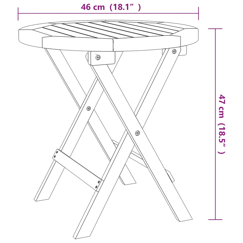 Bistrotisch Ø46x47 cm Massivholz Akazie