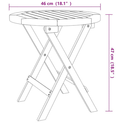 Gartentisch Klappbar Weiß Ø 46 cm Massivholz Akazie