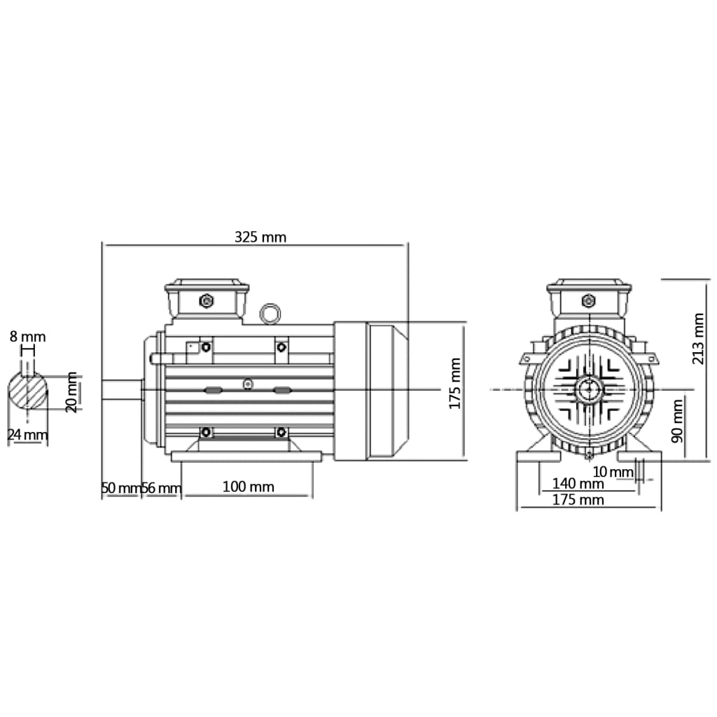 3-Phasen-Elektromotor Aluminium 1,5 kW 2 PS 2-Polig 2840 U/min