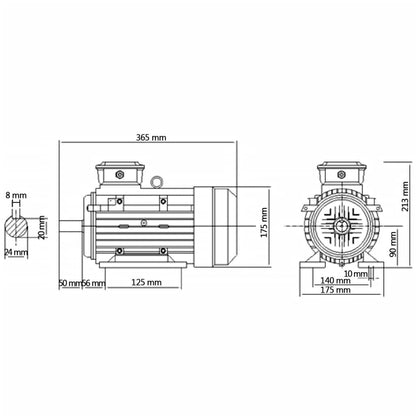 3-Phasen-Elektromotor Aluminium 2,2 kW 3 PS 2-Polig 2840 U/min