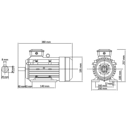 3-Phasen-Elektromotor Aluminium 3 kW 4 PS 2-Polig 2840 U/min