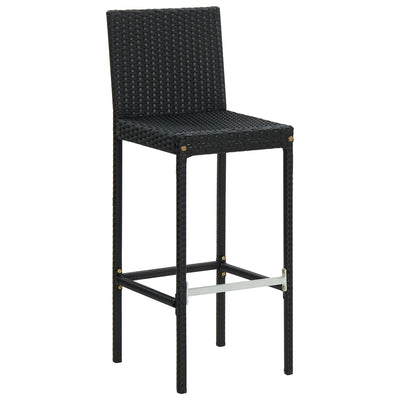 Garten-Barhocker mit Kissen 2 Stk. Schwarz Poly Rattan