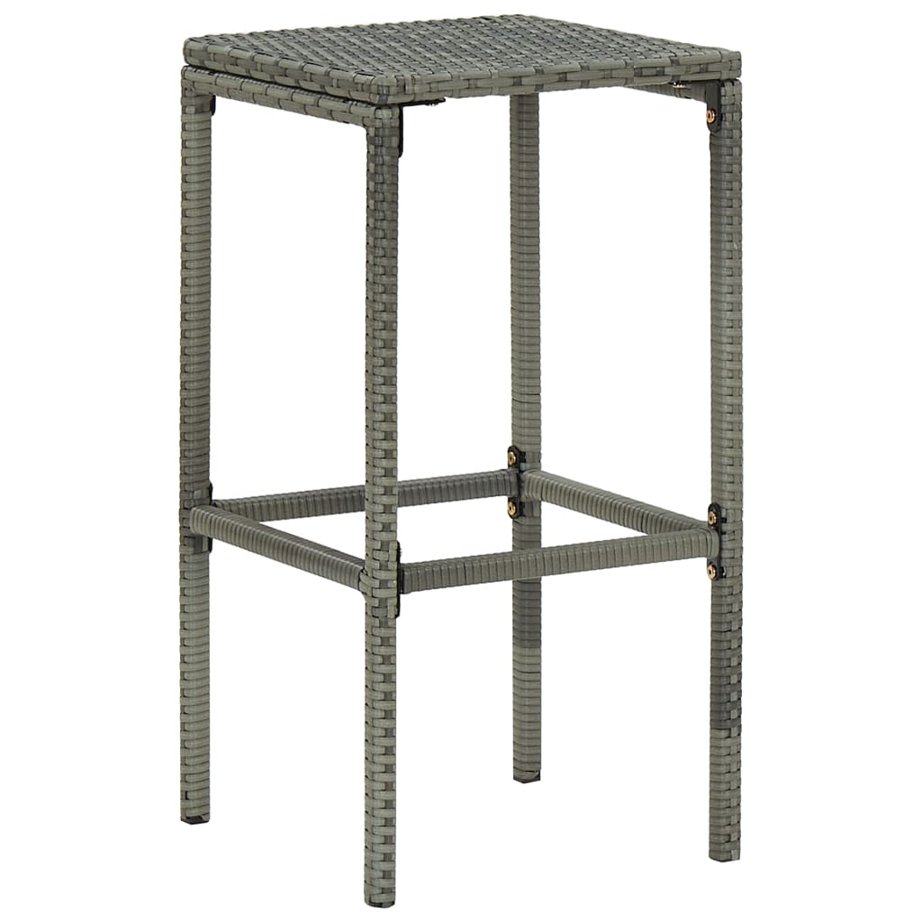 Barhocker mit Kissen 3 Stk. Grau Poly Rattan