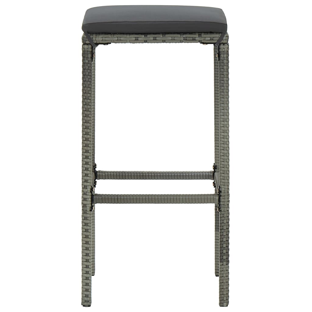 Barhocker mit Kissen 3 Stk. Grau Poly Rattan