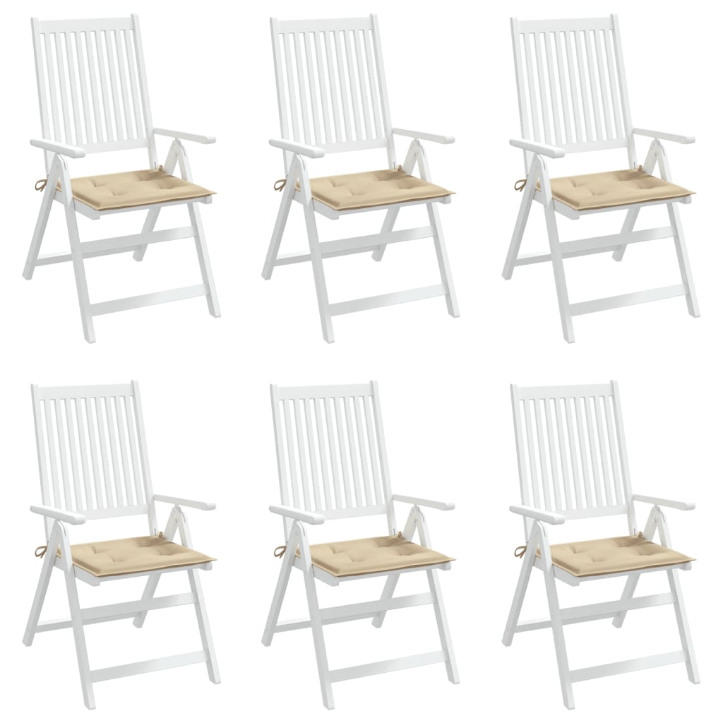 Gartenstuhl-Kissen 6 Stk. Beige 40x40x3 cm Oxford-Gewebe