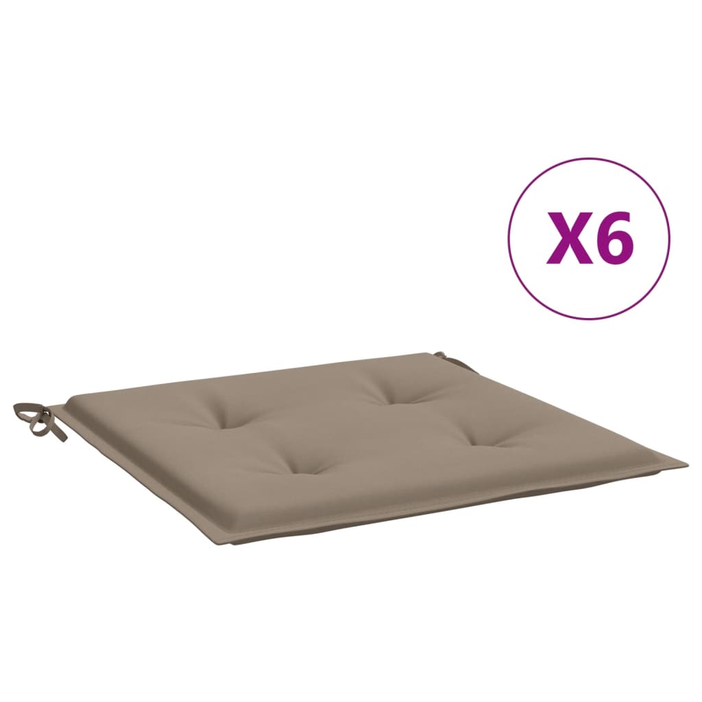 Gartenstuhl-Kissen 6 Stk. Taupe 40x40x3 cm Oxford-Gewebe