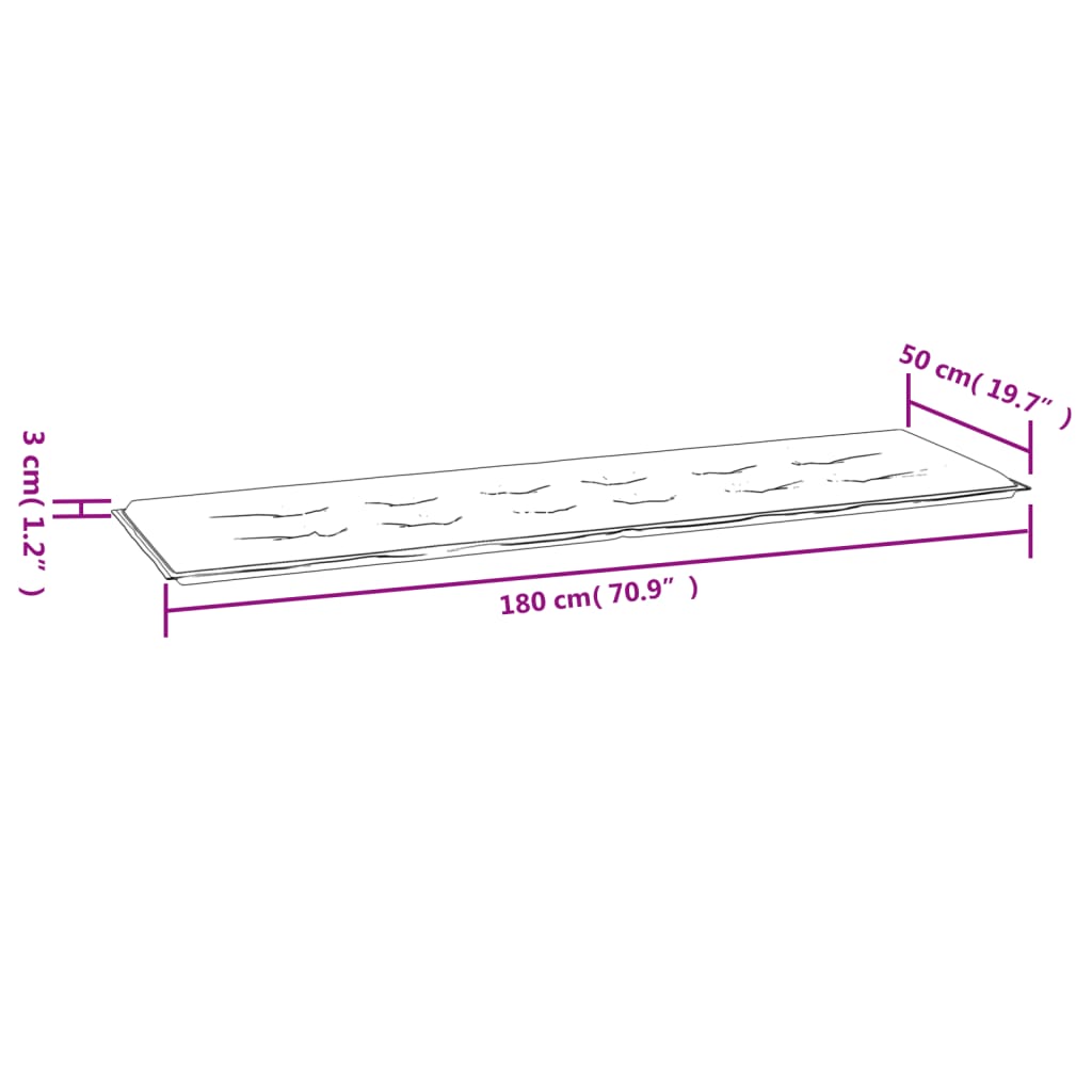 Gartenbank-Auflage Grau Karomuster 180x50x3 cm Oxford-Gewebe