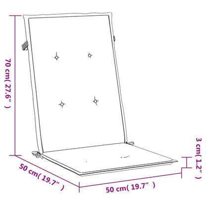 Gartenstuhlauflagen für Hochlehner 2 Stk. 120x50x3 cm Stoff