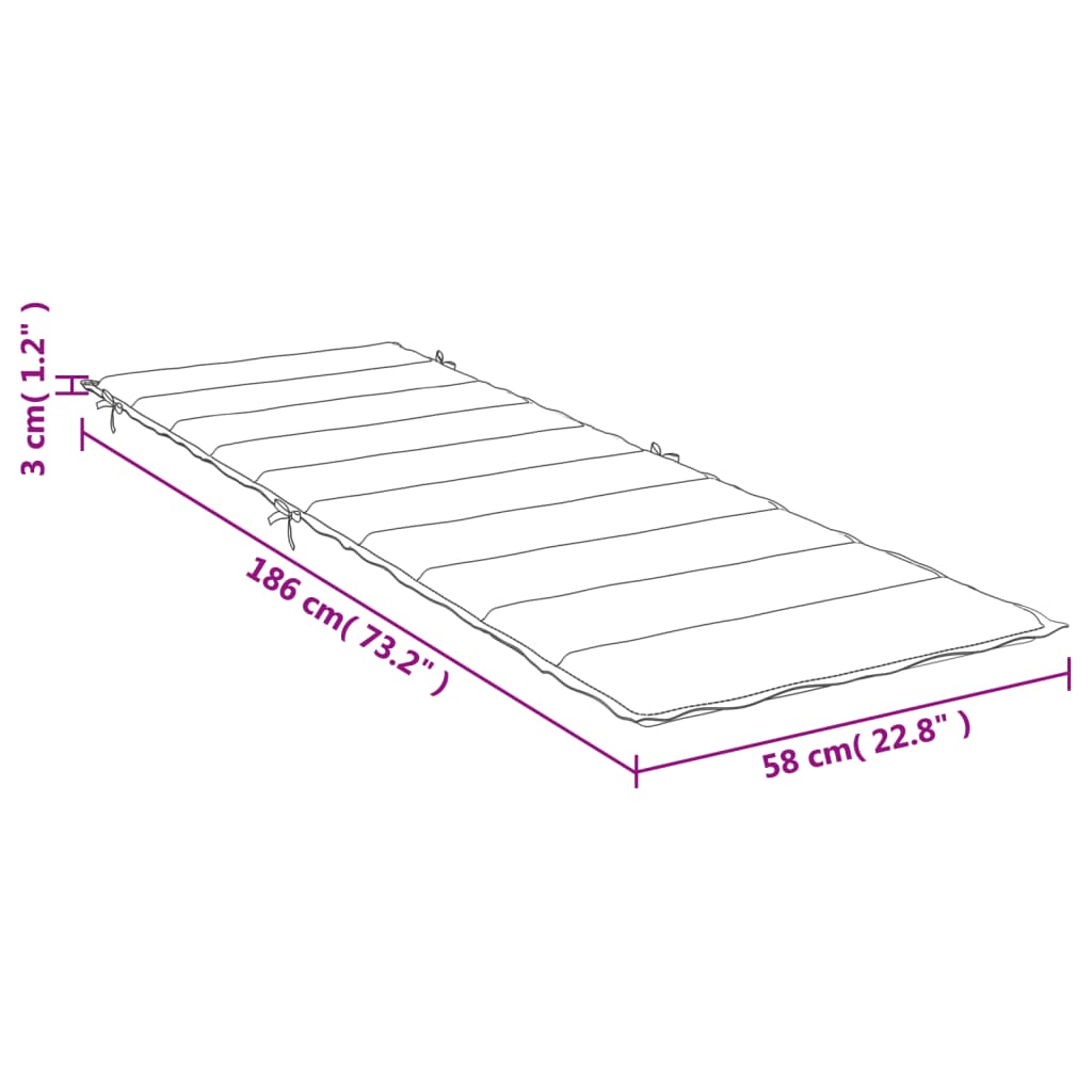 Sonnenliegen-Auflage Beige 186x58x3 cm Oxford-Gewebe