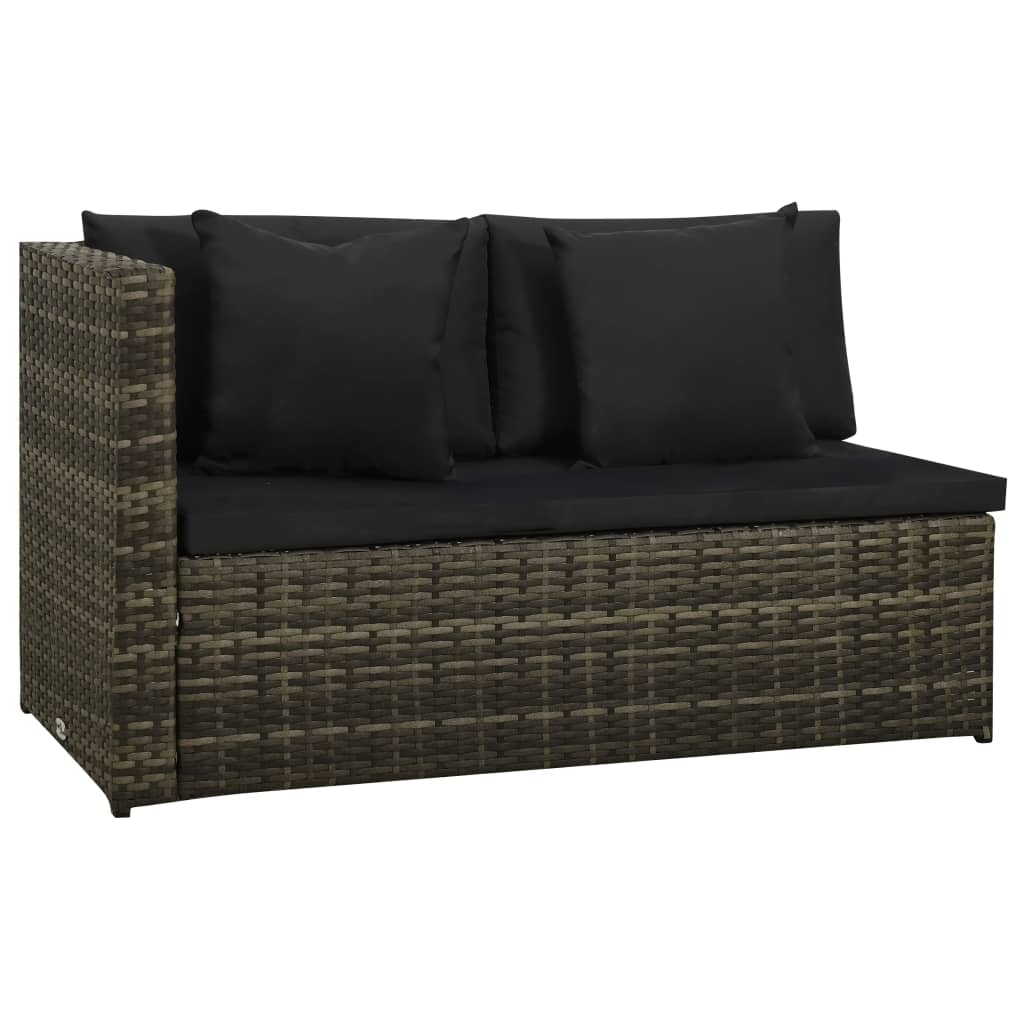 8-tlg. Garten-Lounge-Set mit Kissen Poly Rattan Grau