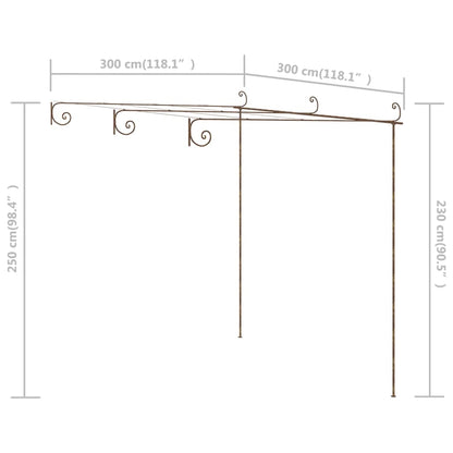 Garten-Pergola Antik-Braun 3x3x2,5 m Eisen